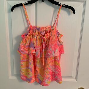 Lilly Tamiami Off The Shoulder Top Multi Sun Splashed Print Size XS